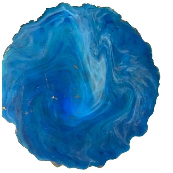 Handcrafted Cubic Teddy Bear on Live Edge Coaster In Resin with Chameleon Color - Picture 7 of 9